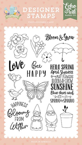 Echo Park It's Spring Time Happiness Blooms Designer Stamp Set