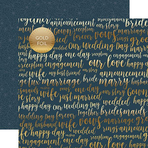 Echo Park Just Married Our Love -Foiled Patterned Paper