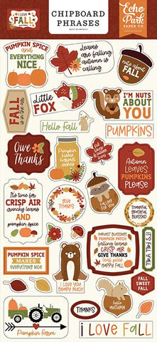 Echo Park I Love Fall 6x13 Chipboard Phrase Embellishments