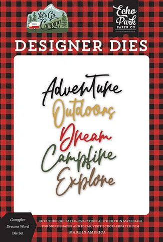 Echo Park Let's Go Camping Campfire Dreams Word Designer Die Set