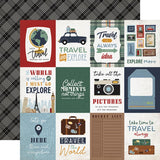 Echo Park Let's Go Travel 3x4 Journaling Cards Patterned Paper