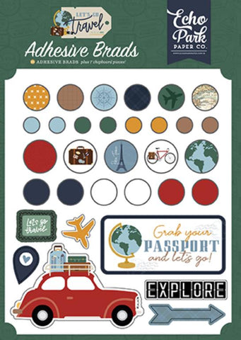 Echo Park Let's Go Travel Adhesive Brad Embellishments