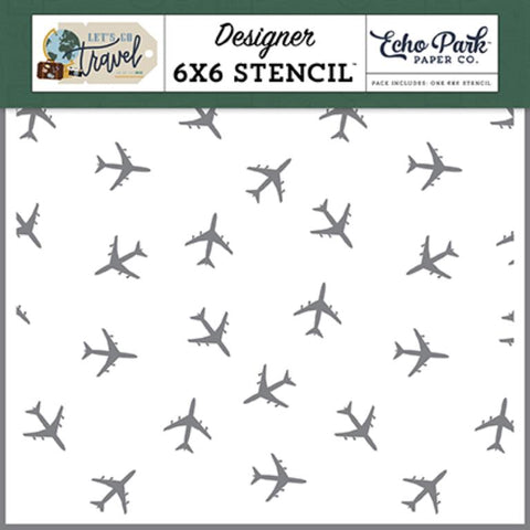Echo Park Let's Go Travel Fly Away Designer 6x6 Stencil