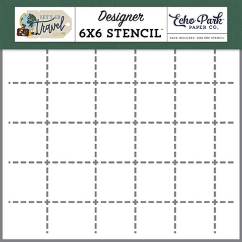 Echo Park Let's Go Travel Route Lines Designer 6x6 Stencil