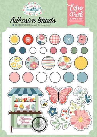 Echo Park Life Is Beautiful Adhesive Brad Embellishments