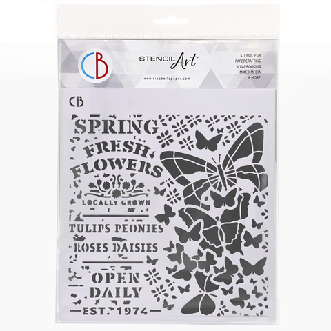 Ciao Bella Texture Stencil 8"x 8" Spring Fresh Flowers