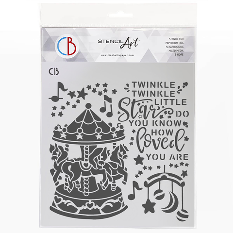 Ciao Bella Texture Stencil 8"x 8" Carousel