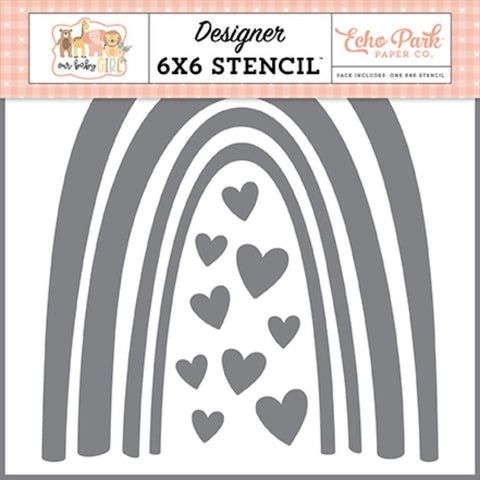 Echo Park Our Baby Girl Rainbow Love Designer 6x6 Stencil