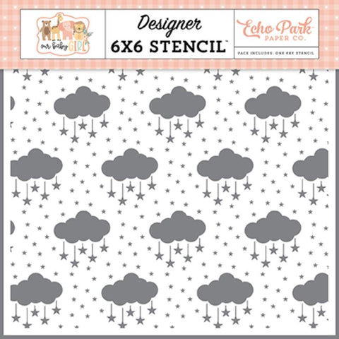 Echo Park Our Baby Girl Cloudy Night Sky Designer 6x6 Stencil