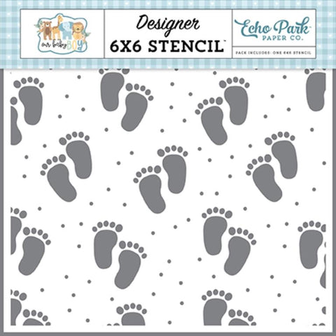 Echo Park Our Baby Boy Ten Tiny Toes Designer 6x6 Stencil
