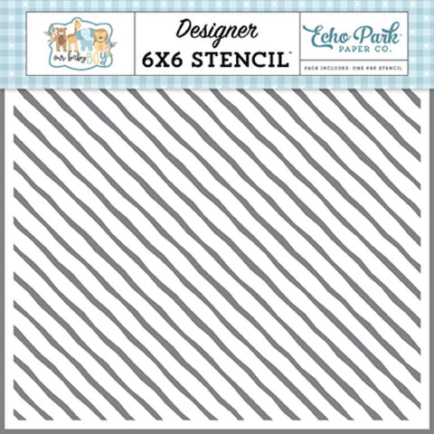 Echo Park Our Baby Boy Painted Stripes Designer 6x6 Stencil