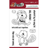 Photoplay Paper O Canada 2 Beaver Hockey Clear Acrylic Stamp Set