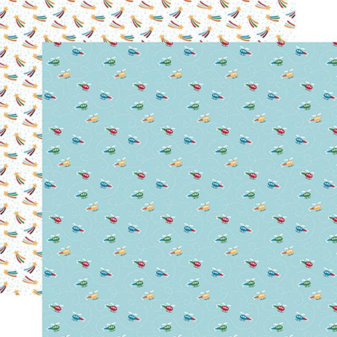 Echo Park Play All Day Boy Helicopter Trails Patterned Paper