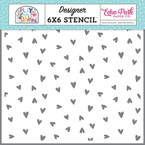 Echo Park Play All Day Girl Sweet Hearts Designer 6x6 Stencil