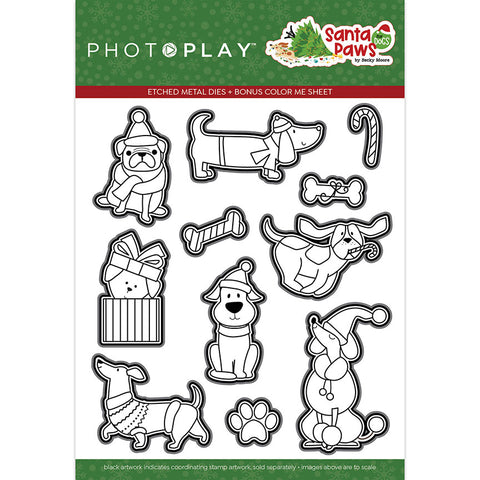 Photoplay Paper Santa Paws Dog Etched Metal Die Set