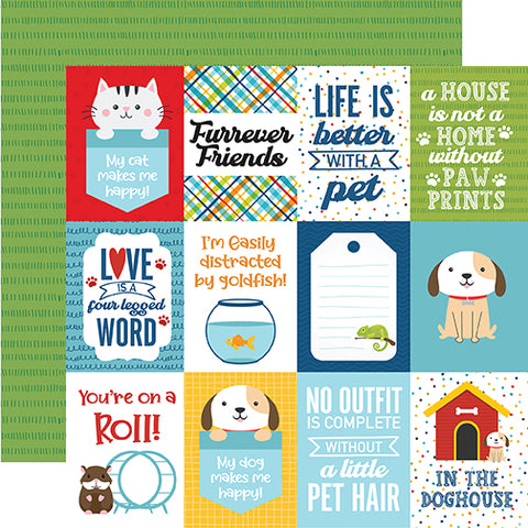Echo Park Pets 3x4 Journaling Cards Patterned Paper