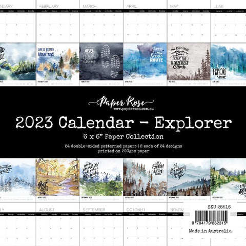 Paper Rose Studio Explorer 2023 Calendar 6x6 Paper Pack
