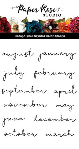 Paper Rose Studio Thin Script Months Clear Stamp