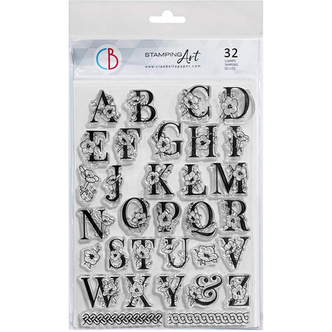 Ciao Bella Clear Stamp Set 6"x 8" Floral Alphabet