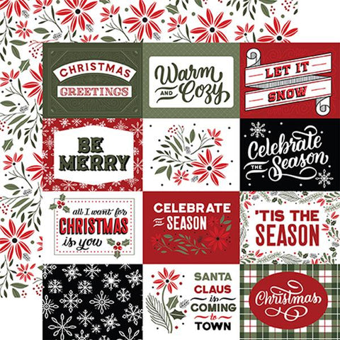 Echo Park Salutations Christmas 4X3 Journaling Cards Patterned Paper