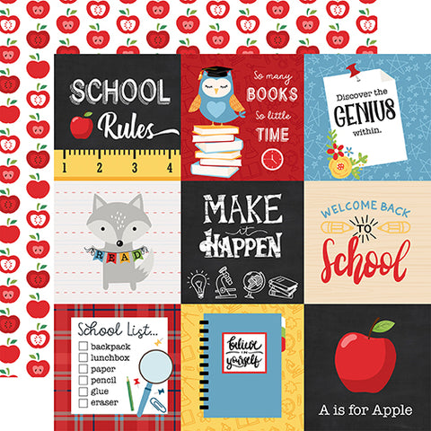 Echo Park School Rules 4X4 Journaling Cards Patterned Paper