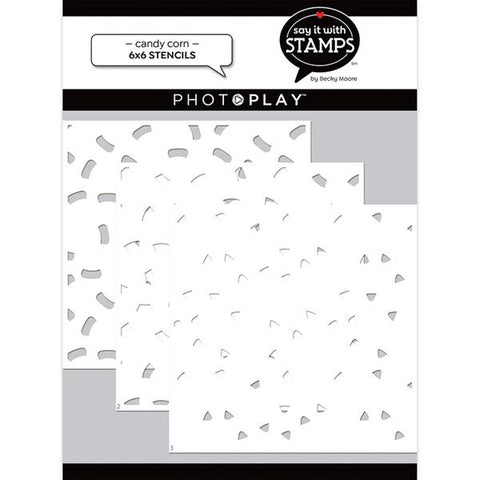 Photoplay Paper Say It With Stamps Candy Corn 6x6 3-Piece Stencil Set