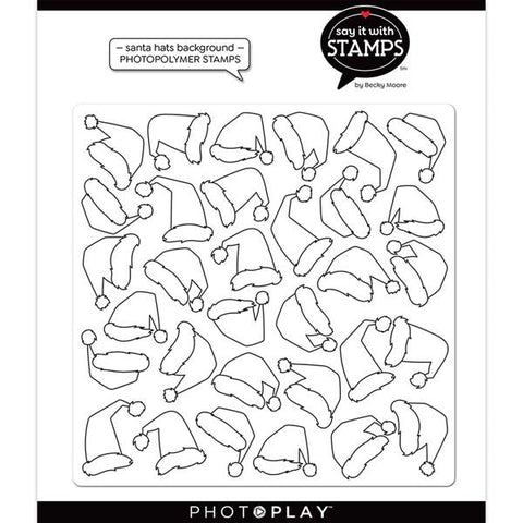 Photoplay Paper Say It With Stamps Santa Hats 6x6 Background Stamp Set