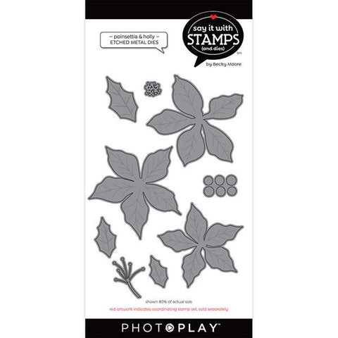 Photoplay Paper Say It With Stamps Poinsettia & Holly Die Set