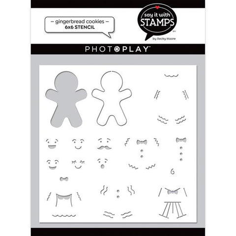 Photoplay Paper Say It With Stamps Gingerbread Cookies 6x6 Stencil