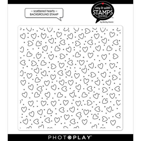 Photoplay Paper Say It With Stamps Scattered Hearts 6x6 Background Stamp Set