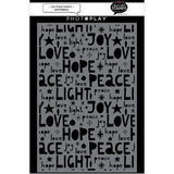 Photoplay Paper Say It With Stamps Joy Hope Peace 6x9 Stencil