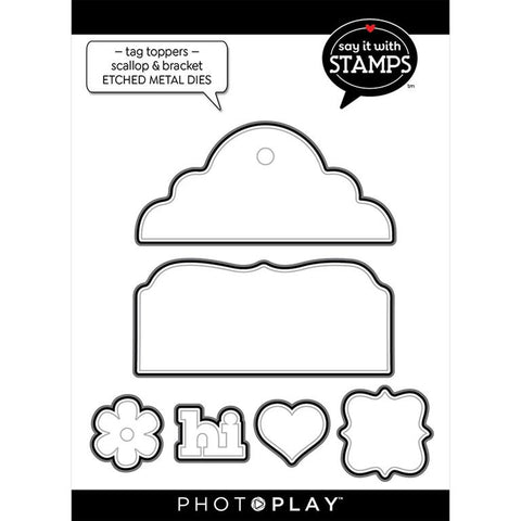 PhotoPlay Paper Say It With Stamps Tag Toppers - Scallop & Bracket Die Set