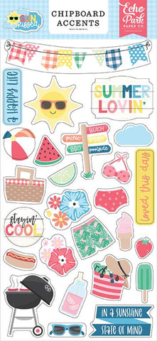 Echo Park Sun Kissed 6x13 Chipboard Accent Embellishments