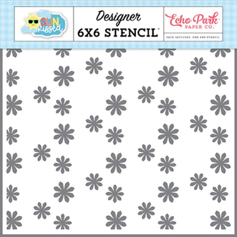 Echo Park Sun Kissed Happy Life Flowers Designer 6x6 Stencil