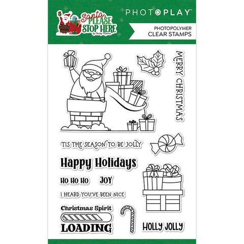 PhotoPlay Paper Santa Please Stop Here Clear Photopolymer Stamp Set