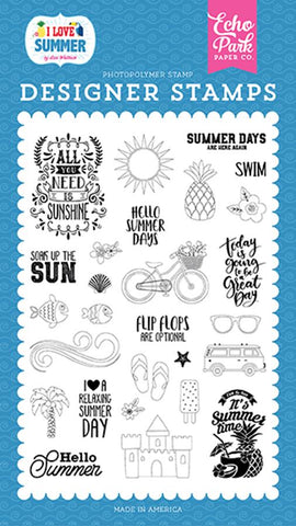 Echo Park I Love Summer It's Summer Time Designer Stamp Set