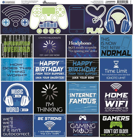 Reminisce Technology Overload 12x12 Sticker Sheet