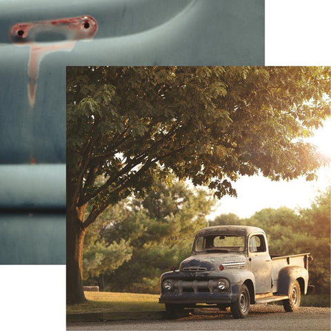 Reminisce Vintage Trucks Sunset Patterned Paper