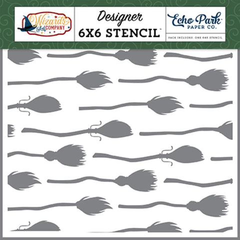 Echo Park Wizards and Company Bewitching Brooms Designer 6x6 Stencil