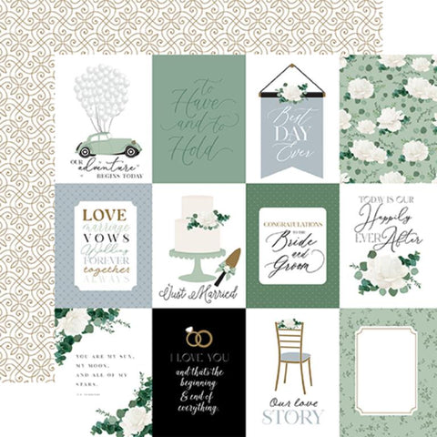 Echo Park Wedding Bells 3x4 Journaling Cards Patterned Paper