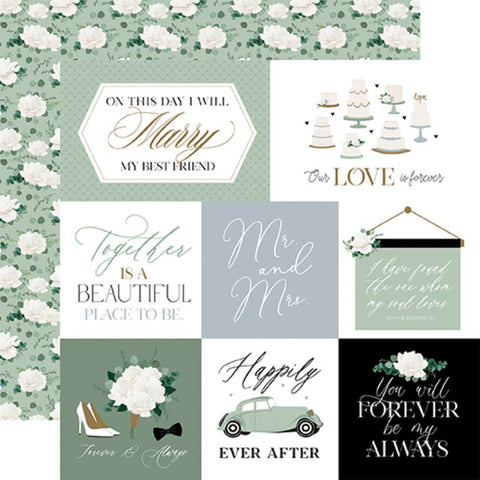 Echo Park Wedding Bells Multi Journaling Cards Patterned Paper
