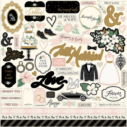 Echo Park Wedding Day Element Sticker Sheet